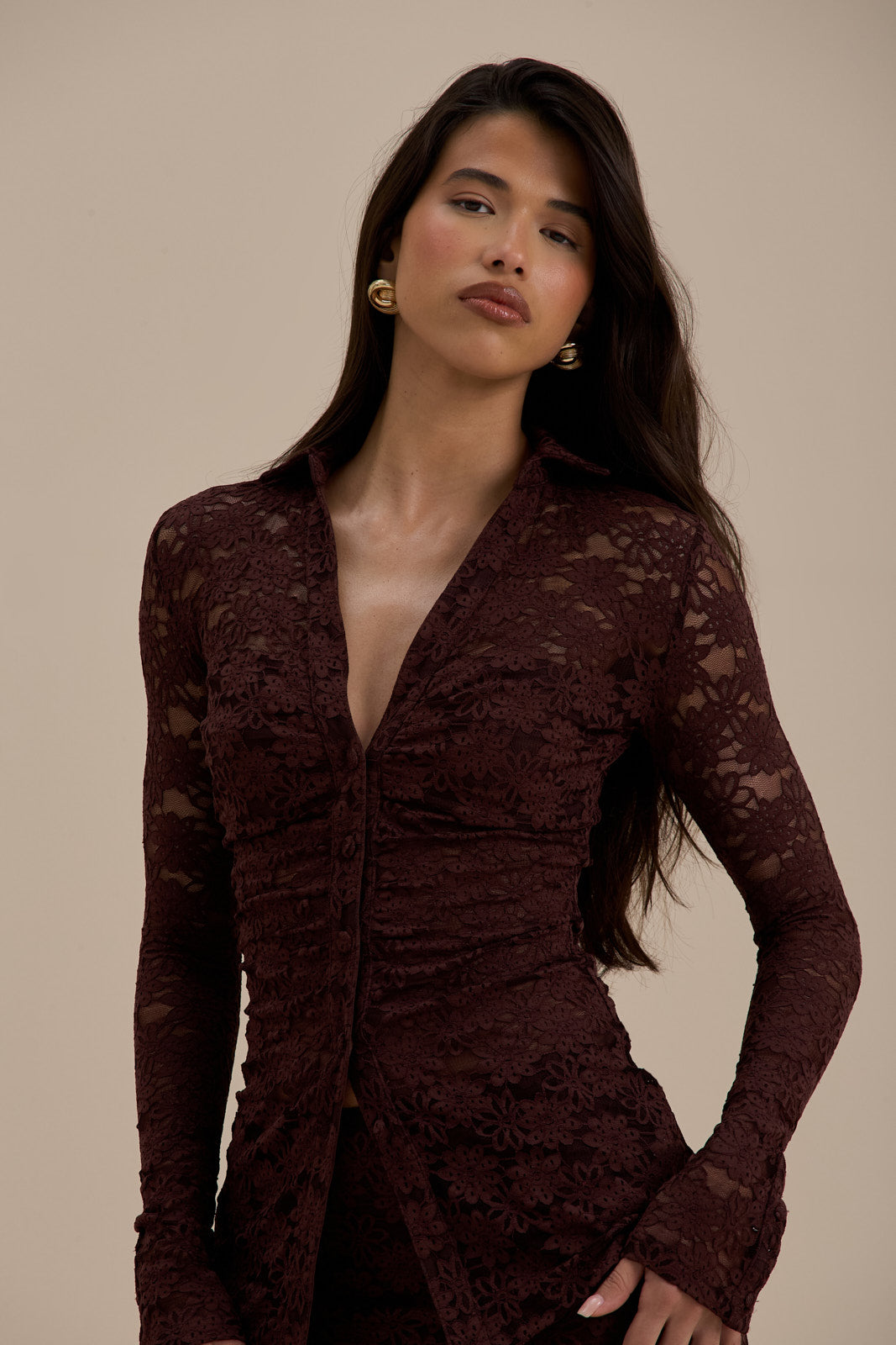 LACIE LONG SLEEVE SHIRT | CHOCOLATE LACE – Wander Doll