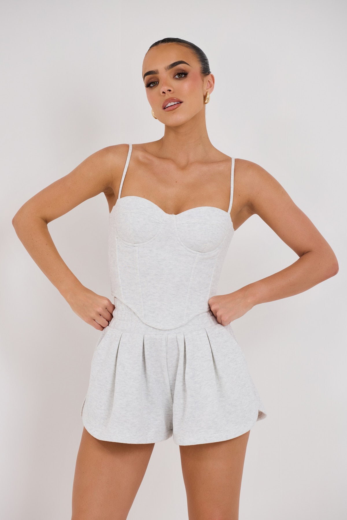 Grey Marl Constance Contour Strappy Top