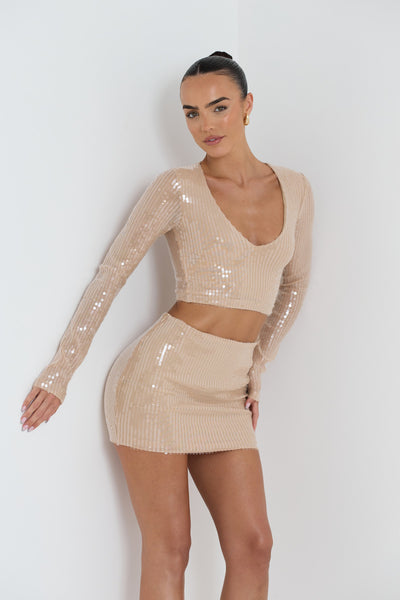 ZANDER MINI SKIRT IN NUDE GLAZE