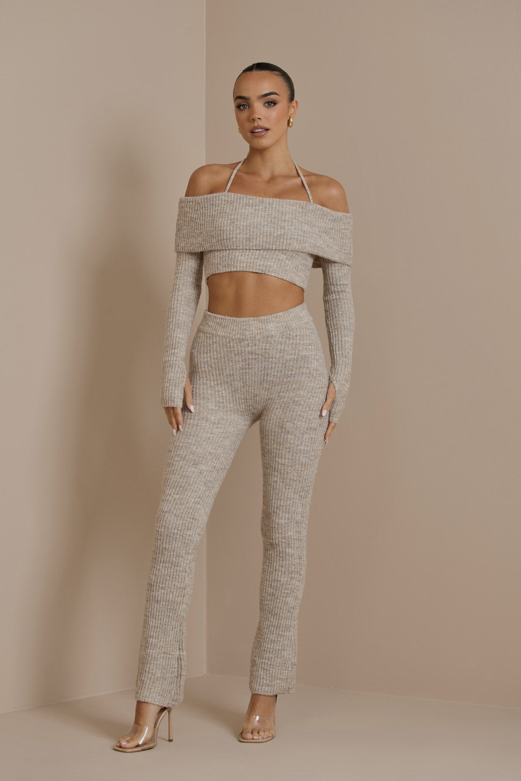 OATMEAL CARRIE PREMIUM KNIT COORD SET