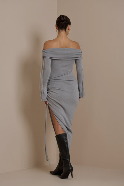 SAMANTHA KNIT DRESS IN GRAY