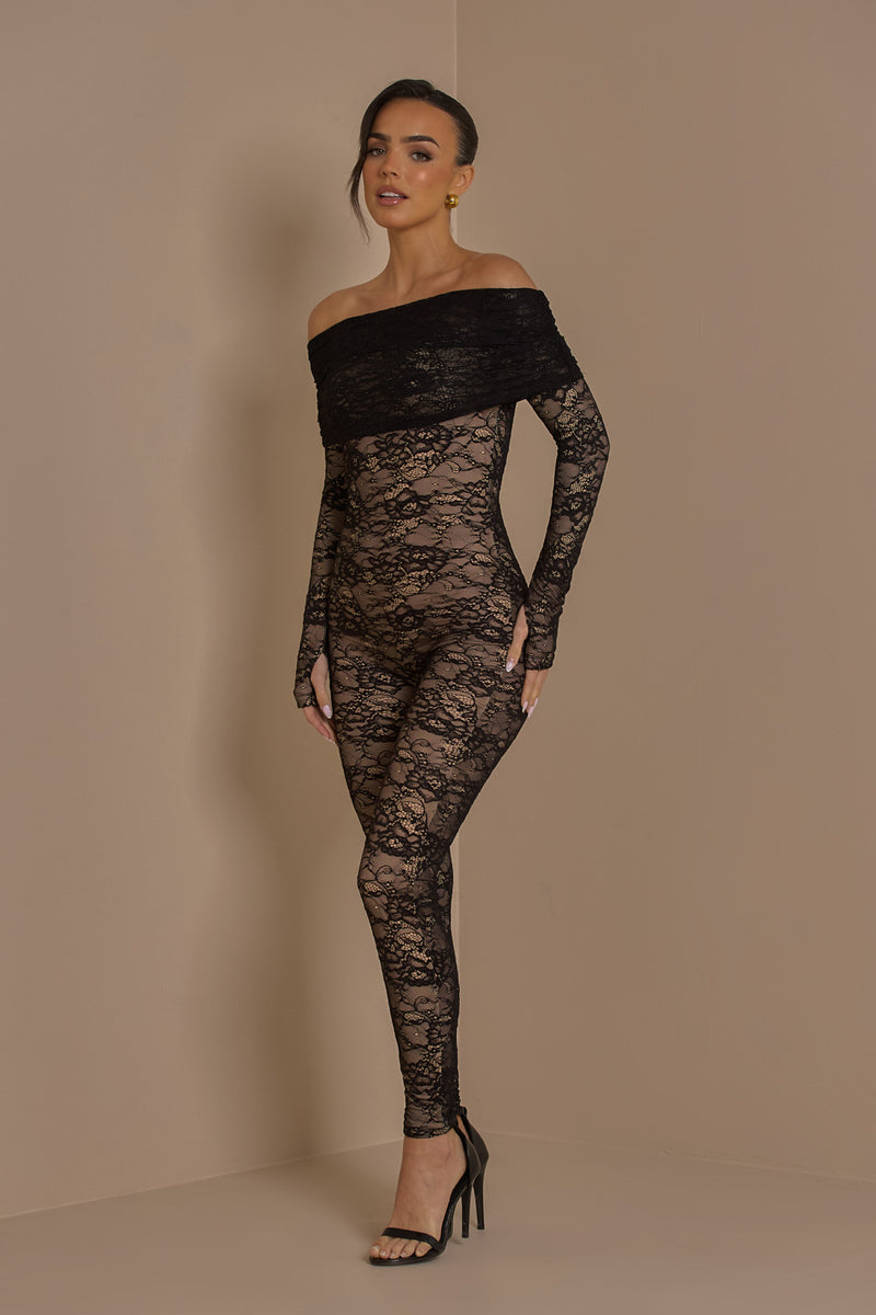 RIRI JUMPSUIT | BLACK LACE