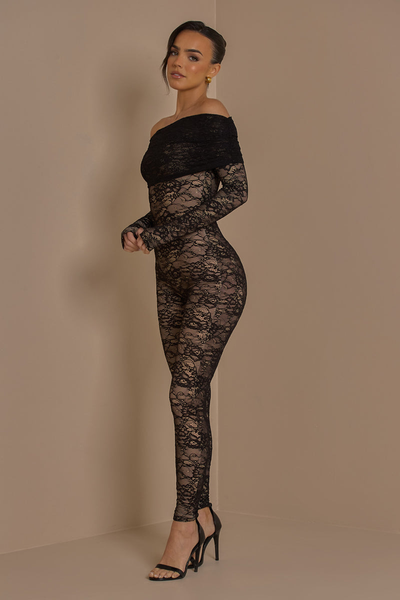 RIRI JUMPSUIT | BLACK LACE