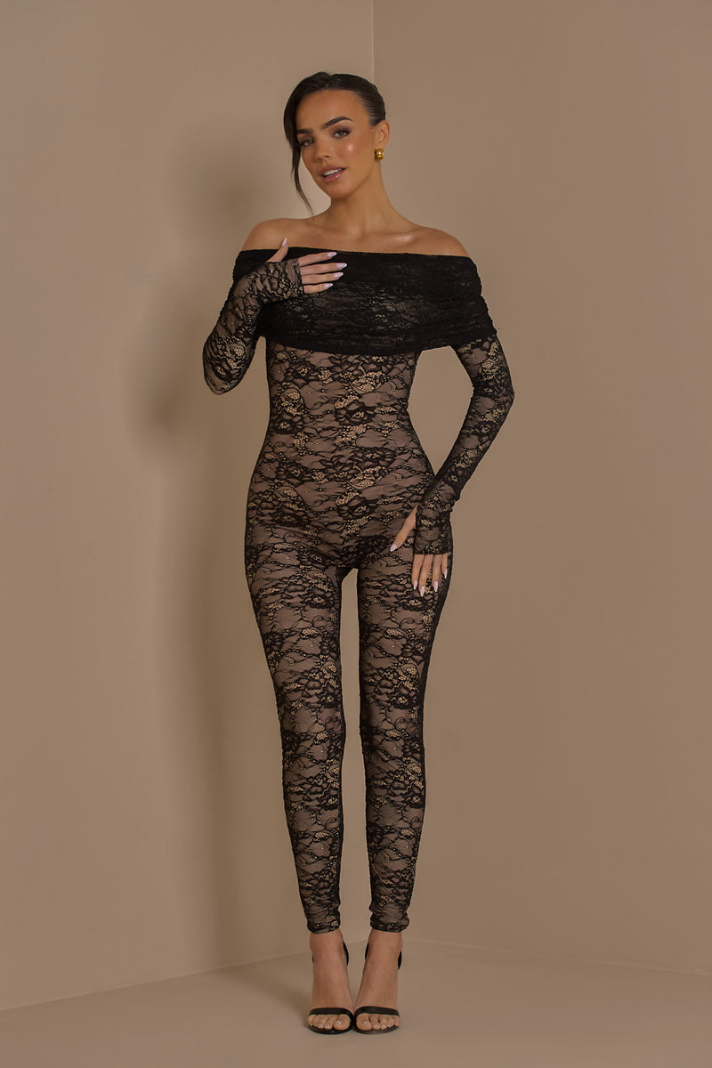 RIRI JUMPSUIT | BLACK LACE