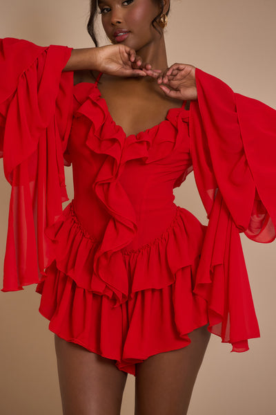 RED KENDAL PLAYSUIT LIMITED EDITION