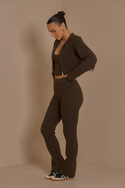 ROMI PREMIUM KNIT TROUSERS IN CHOCOLATE