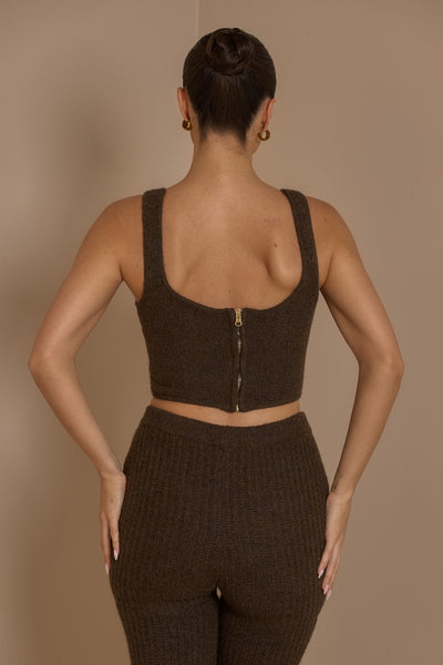 ROMI KNIT CORSET IN CHOCOLATE