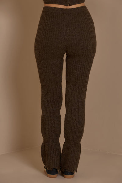 ROMI PREMIUM KNIT TROUSERS IN CHOCOLATE