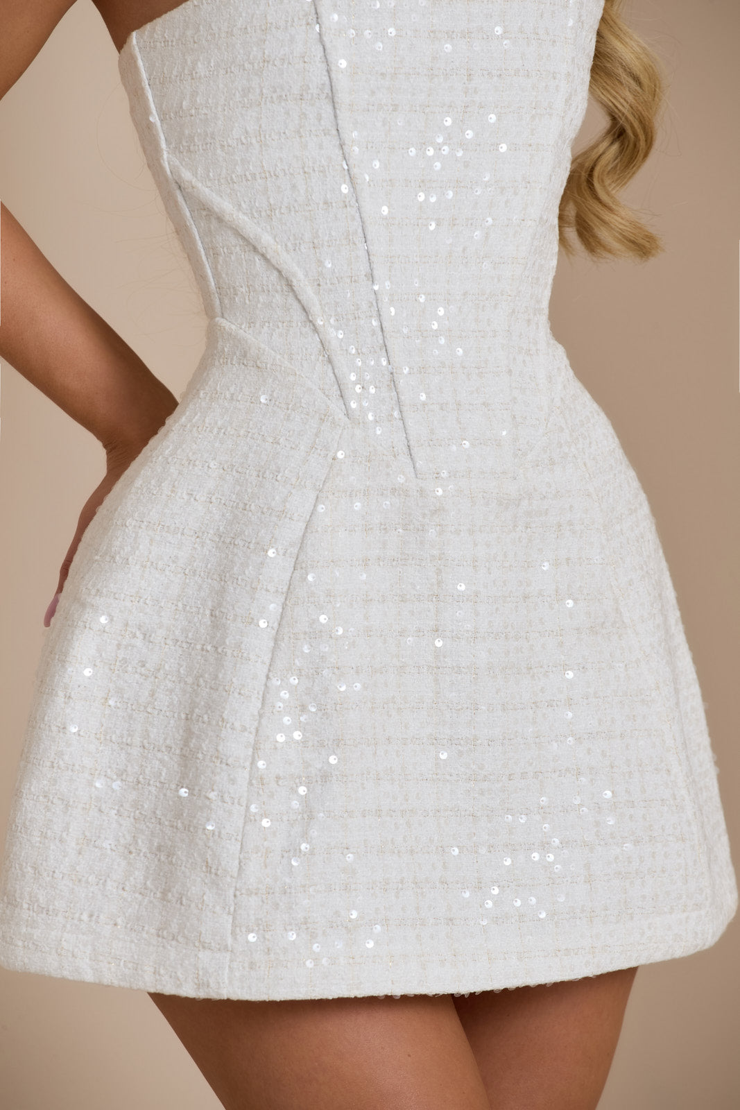 Maya Dress | WHITE GLOSS TWEED