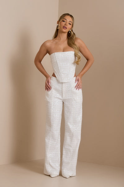 MAYA TROUSER | WHITE GLOSS TWEED