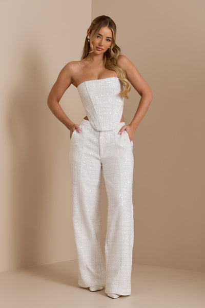 MAYA TROUSER | WHITE GLOSS TWEED