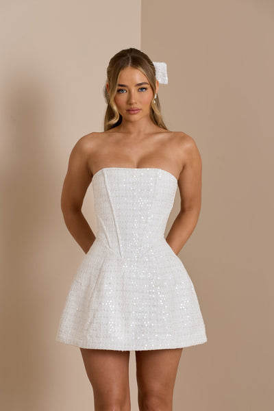 Maya Dress | WHITE GLOSS TWEED