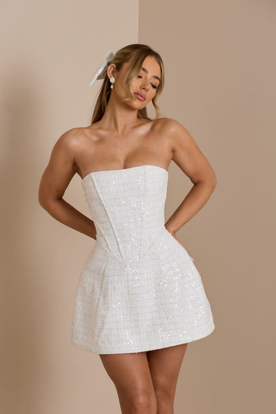 MAYA MINI DRESS | WHITE GLOSS