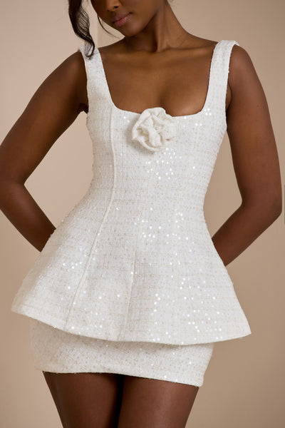 Sofia Dress | WHITE GLOSS TWEED