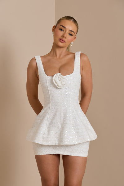 SOFIA MINI DRESS | WHITE GLOSS