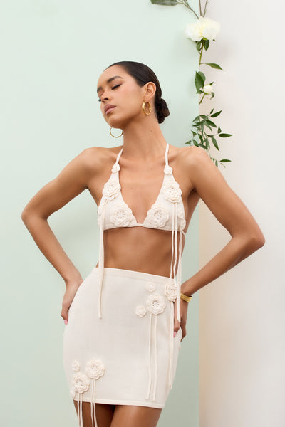 FLORA KNIT MINI SKIRT | VANILLA
