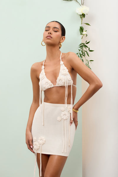 FLORA KNIT MINI SKIRT | VANILLA