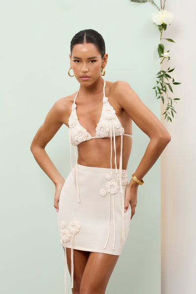FLORA KNIT MINI SKIRT | VANILLA