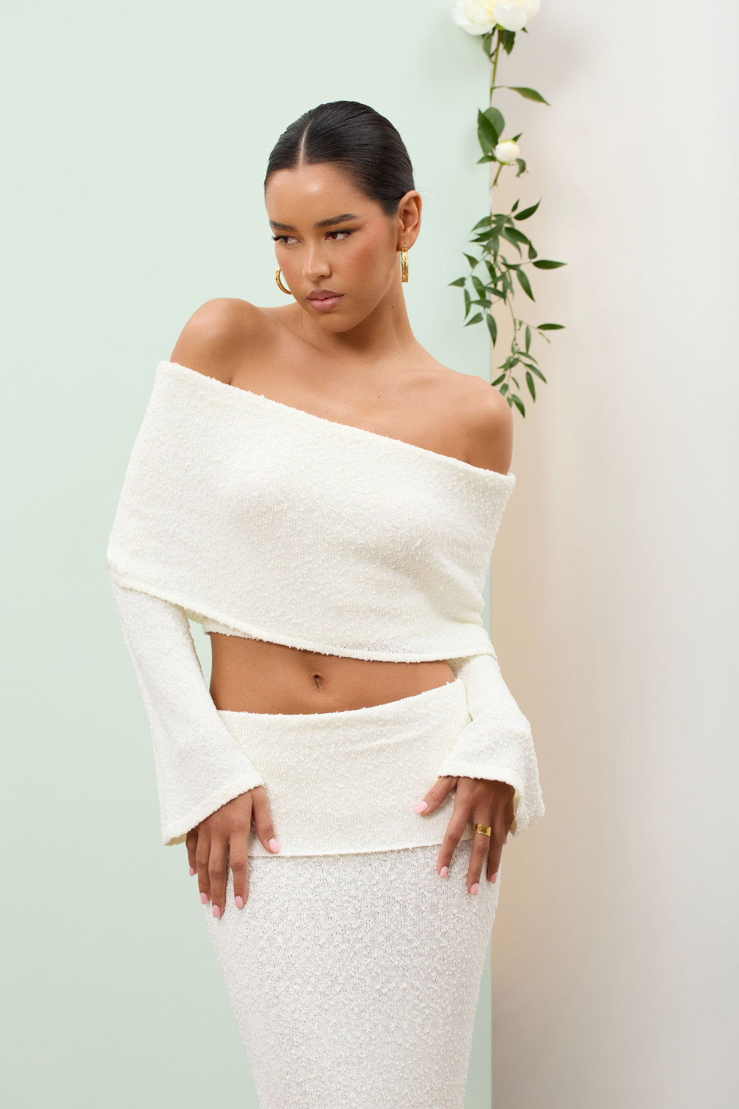 Yasmin Boucle Knit Coord | Cream
