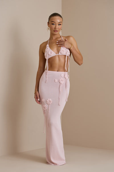 DELILAH KNIT MAXI SKIRT | BABY PINK