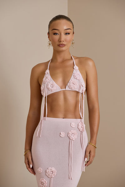 PEONY KNIT BRA TOP | BABY PINK