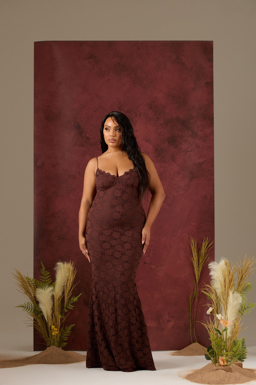 LEAH LACE MAXI DRESS | CHOCOLATE – Wander Doll