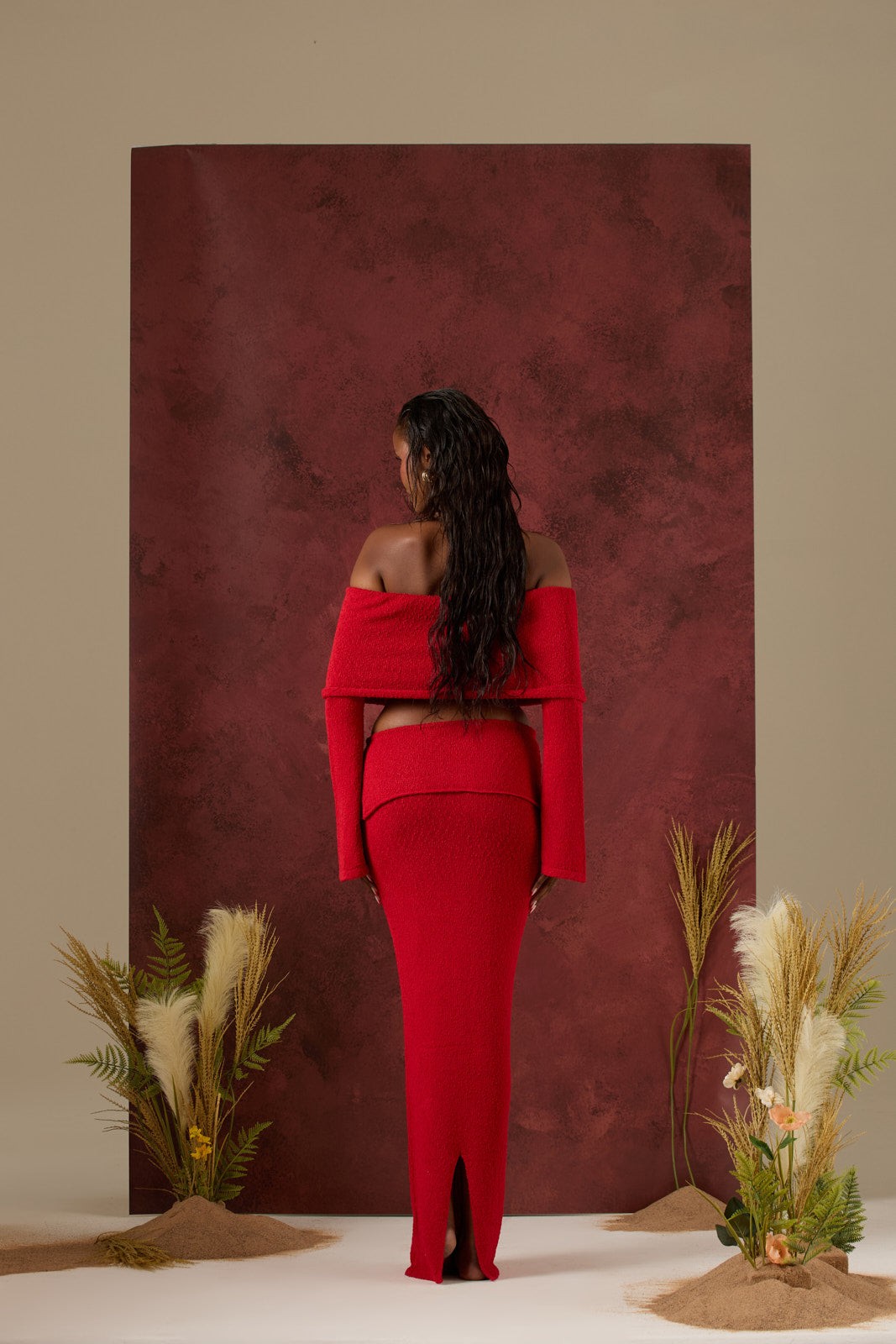 YASMIN BOUCLE KNIT CO-ORD | RED
