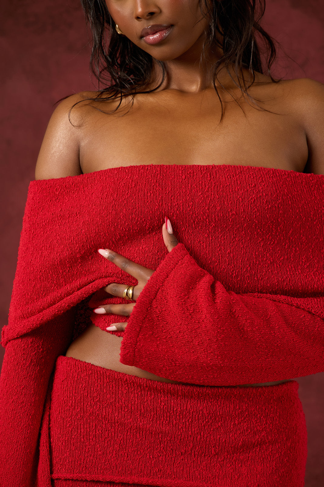 YASMIN BOUCLE KNIT CO-ORD | RED