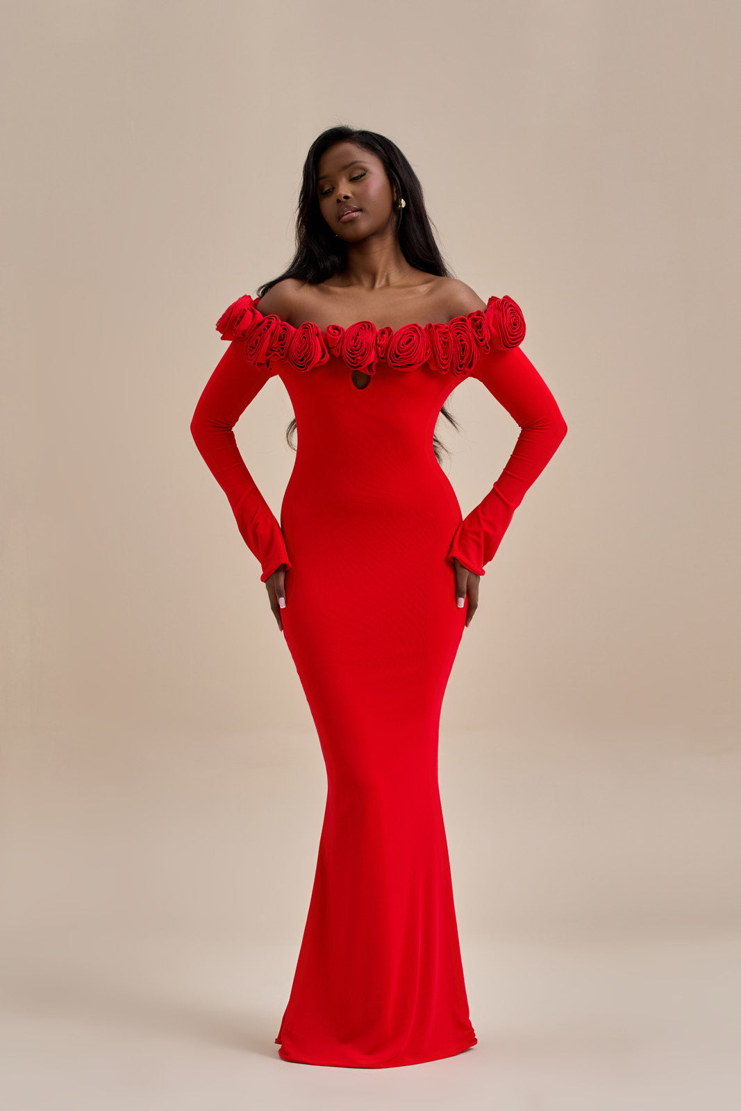 AINSLEIGH BARDOT ROSE MAXI DRESS RED – Wander Doll