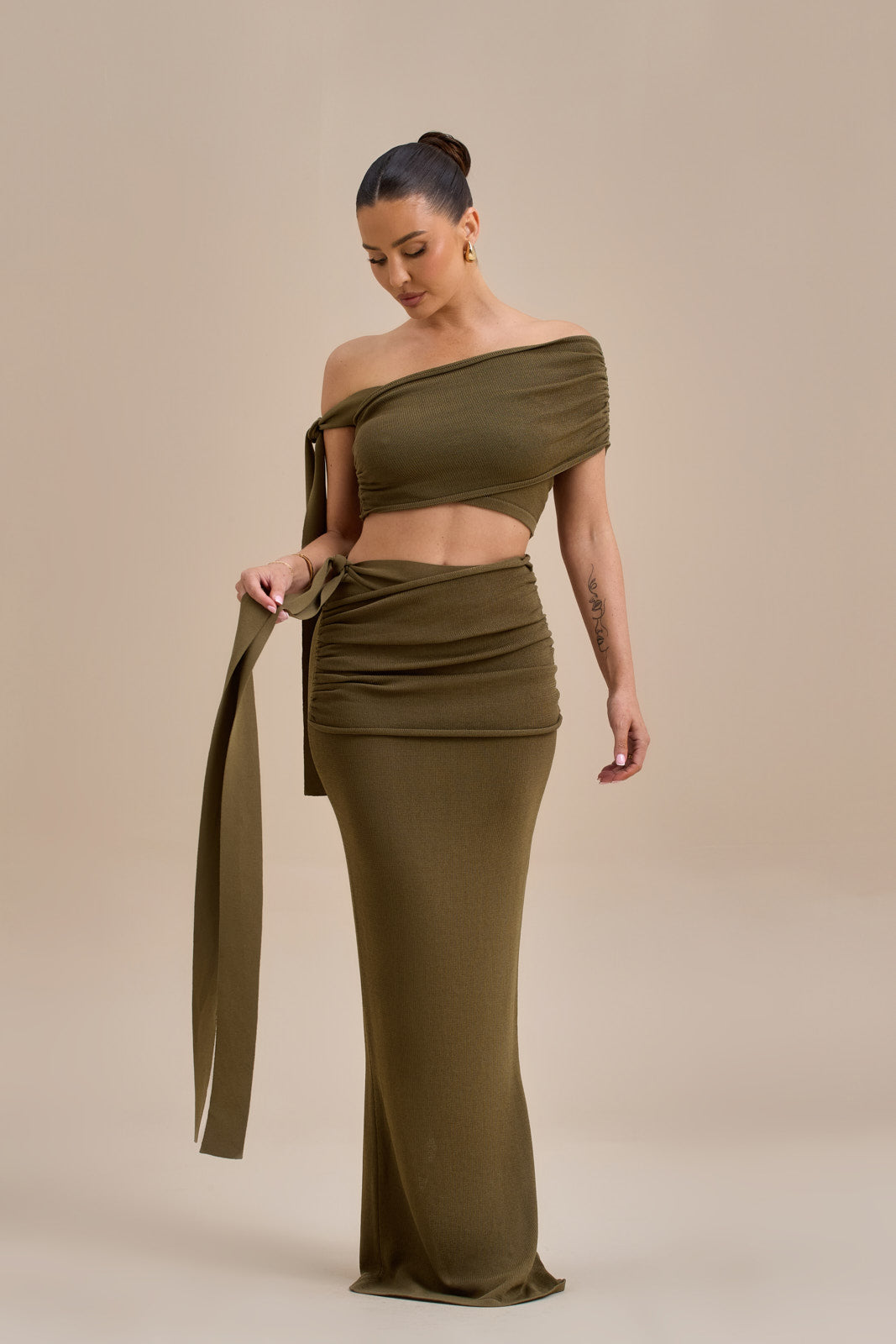 LOIS KNIT CO-ORD | KHAKI