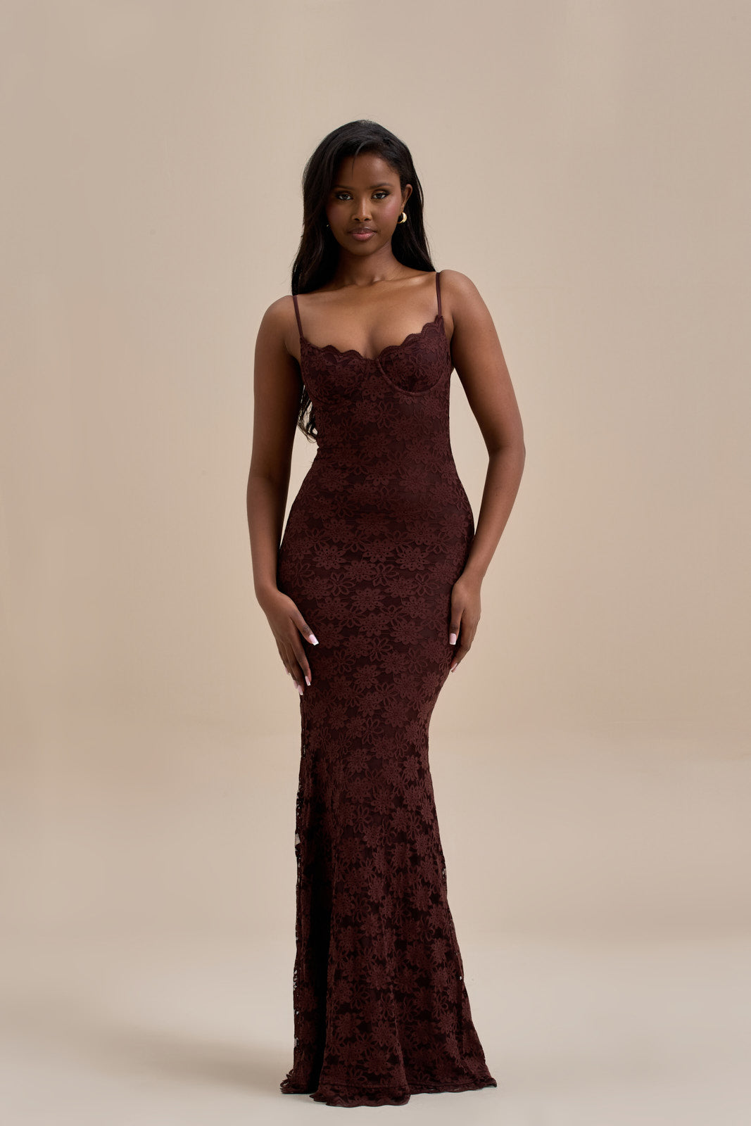 LEAH LACE MAXI DRESS | CHOCOLATE – Wander Doll