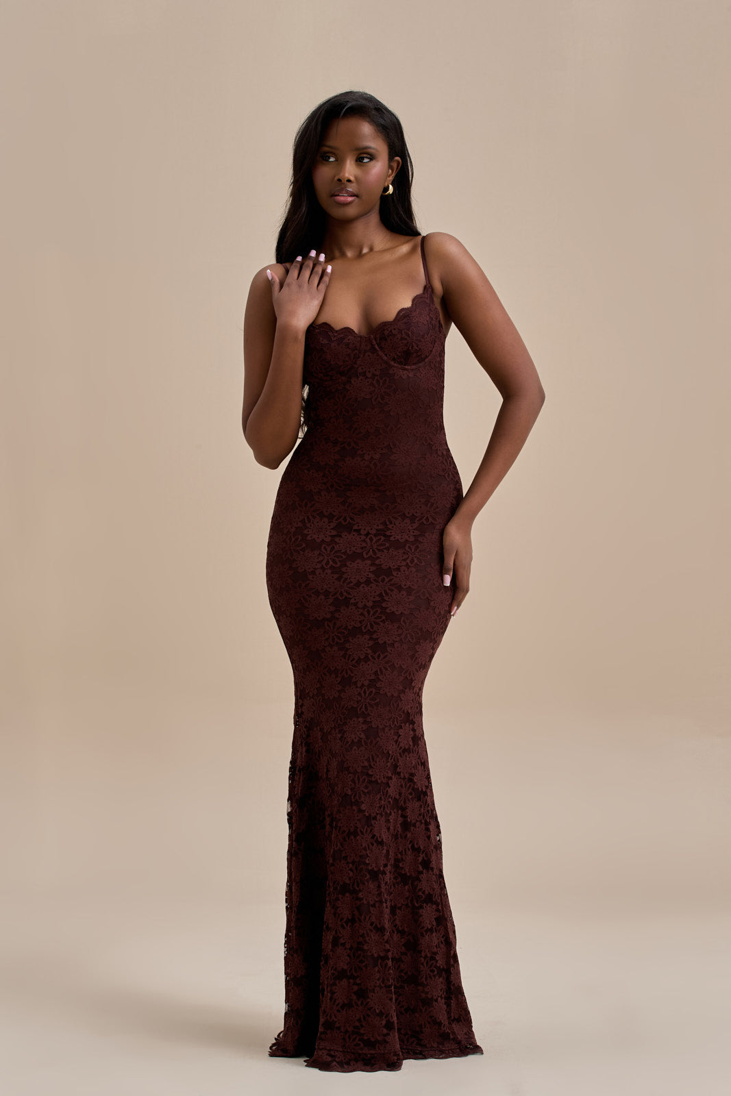 LEAH LACE MAXI DRESS | CHOCOLATE – Wander Doll