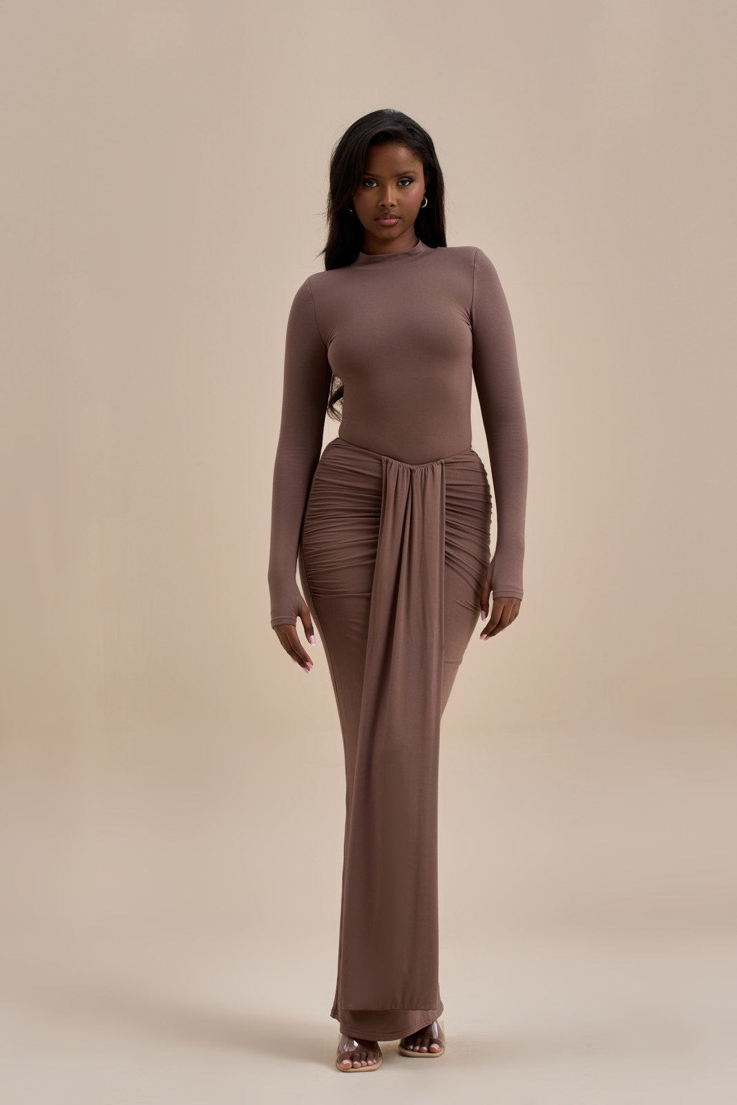 NARA DRAPE MAXI SKIRT | CHOCOLATE – Wander Doll