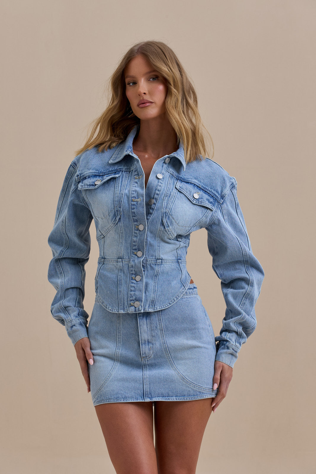 ALIX BUTTON UP CORSET JACKET | MID WASH DENIM – Wander Doll