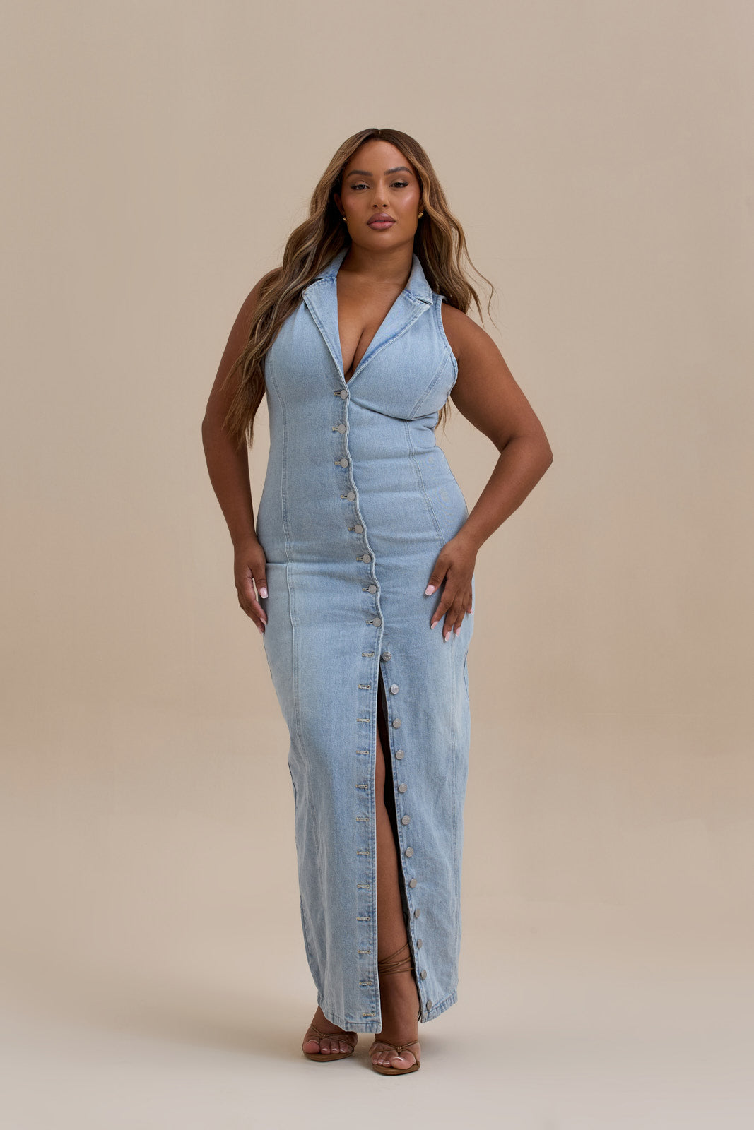 KENNY MAXI DRESS | MID WASH DENIM