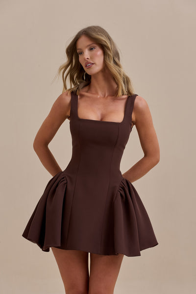 SABRINA MINI DRESS | CHOCOLATE