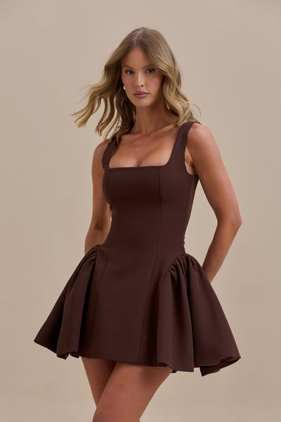 SABRINA MINI DRESS | CHOCOLATE