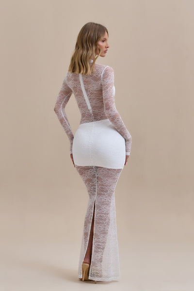 BRITNEY LACE MAXI SKIRT | WHITE