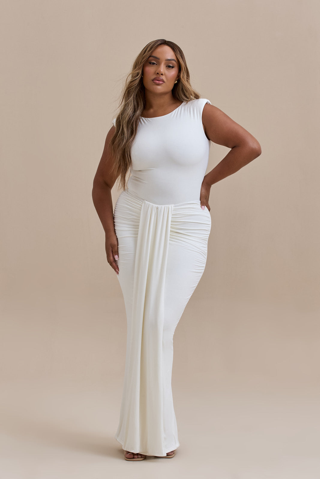 NARA DRAPE MAXI SKIRT | WHITE