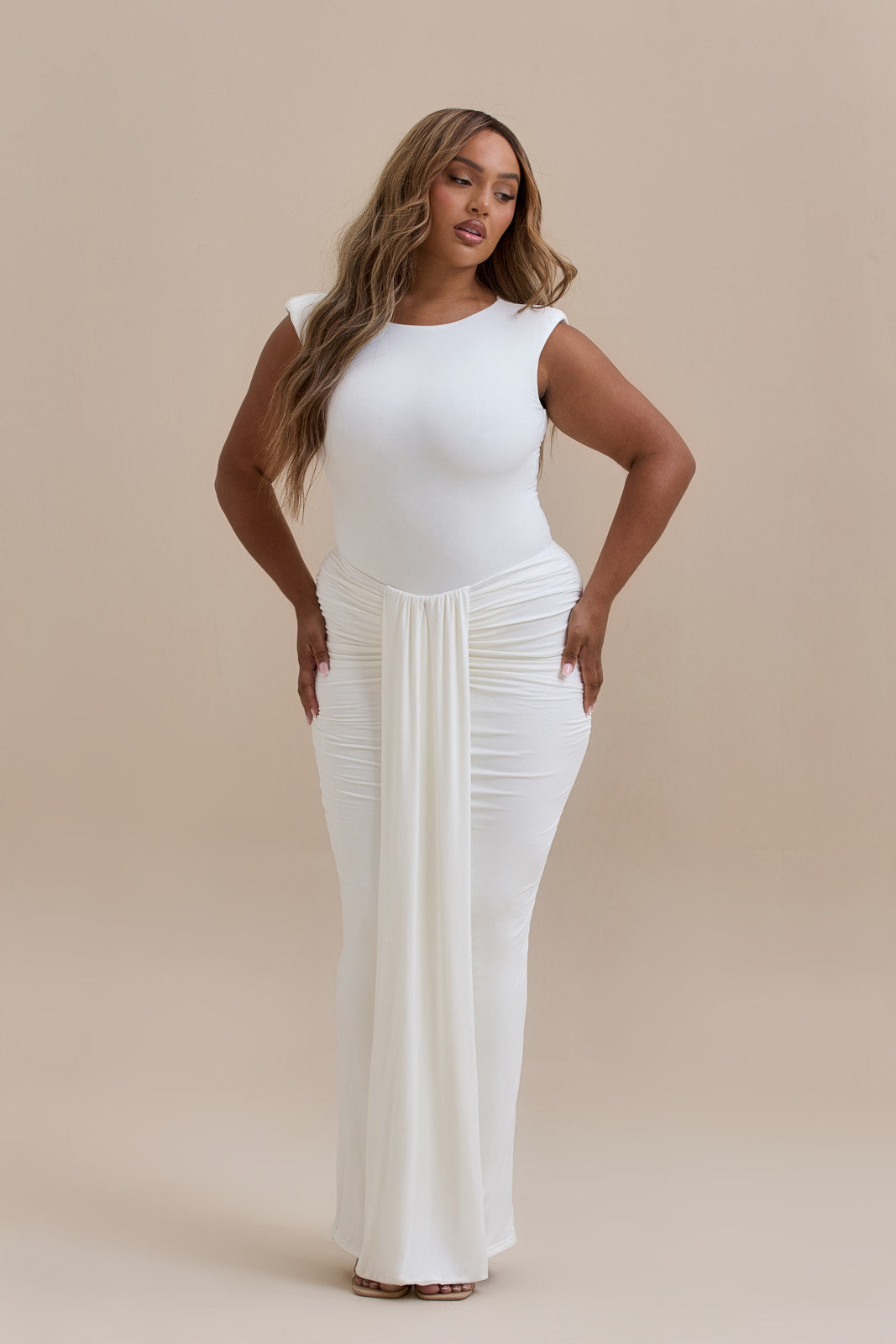 NARA DRAPE MAXI SKIRT | WHITE