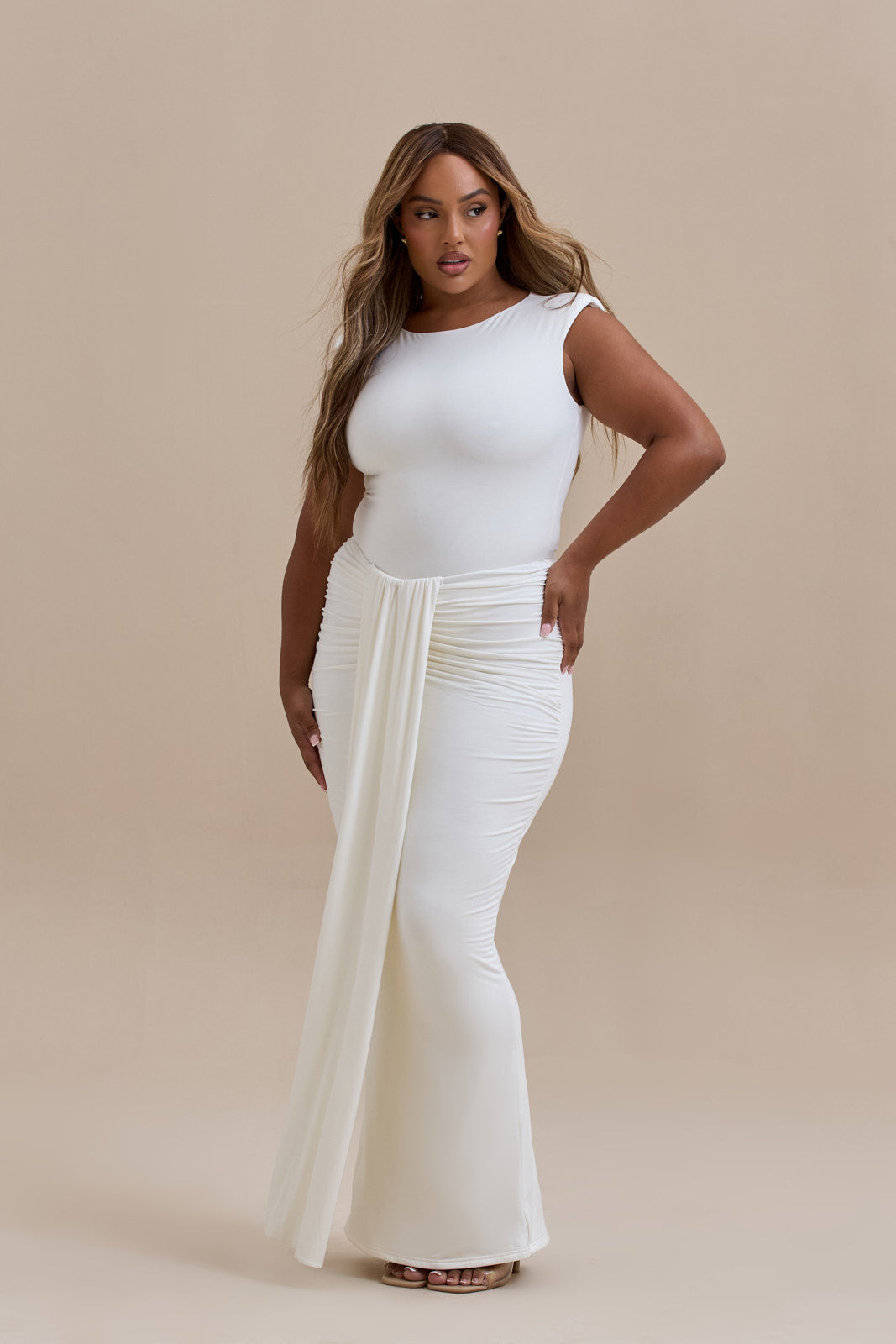 NARA DRAPE MAXI SKIRT | WHITE
