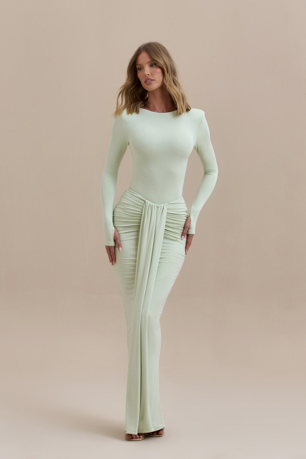 NARA DRAPE MAXI SKIRT | MINT