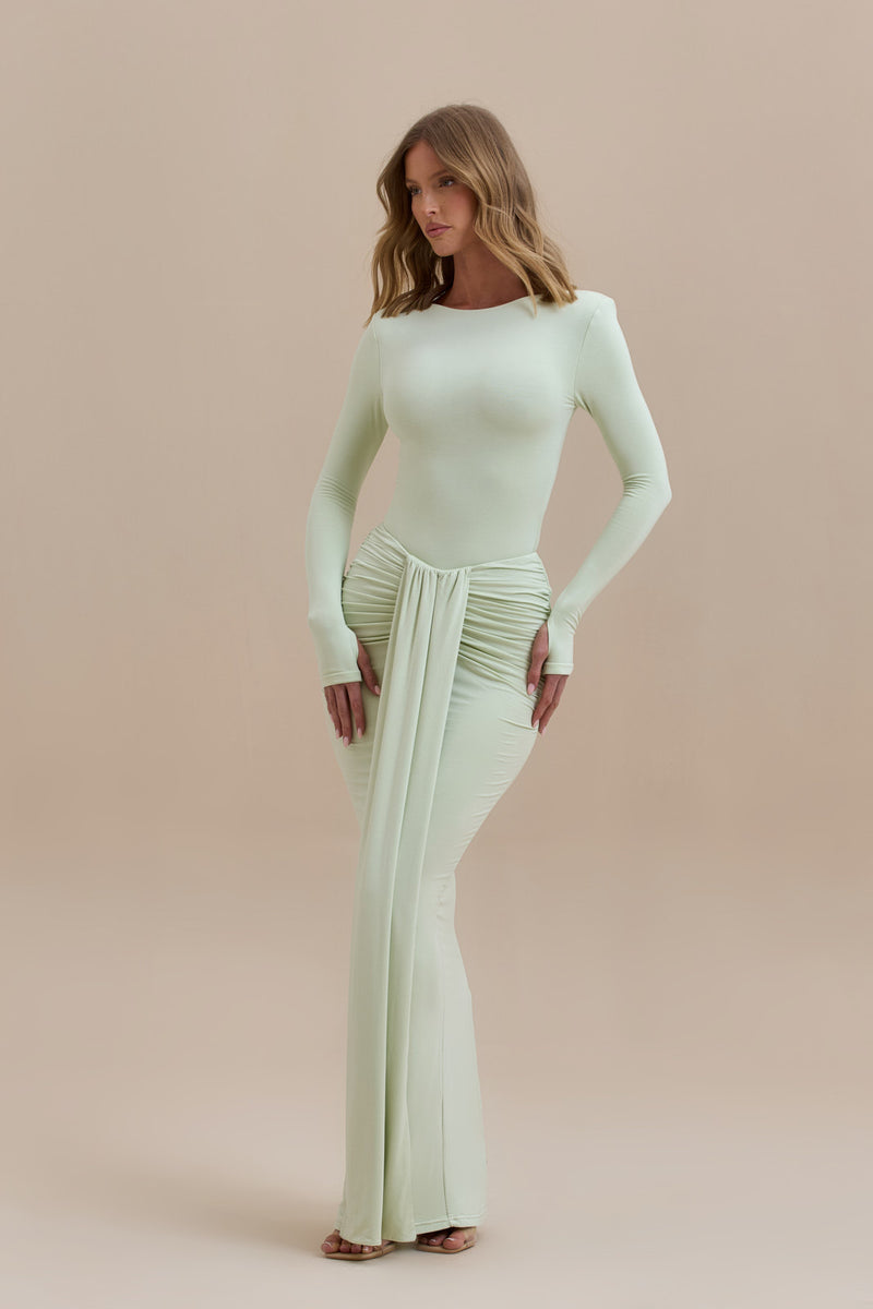 NARA DRAPE MAXI SKIRT | MINT