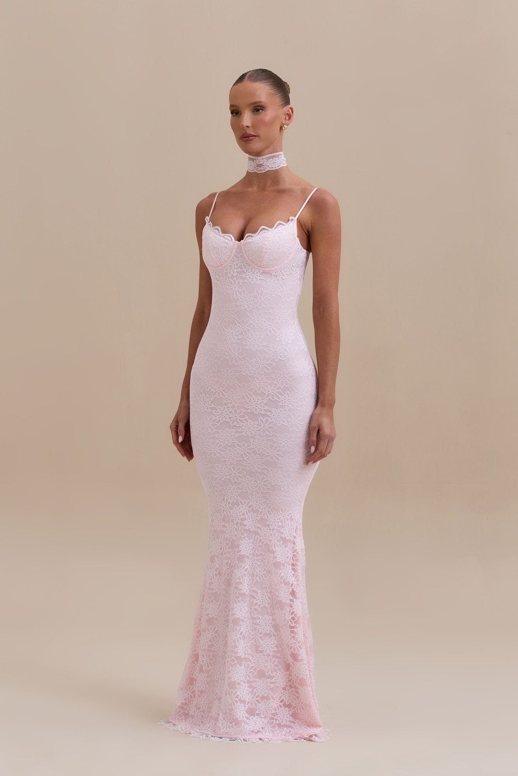 LEAH LACE MAXI DRESS | BABY PINK