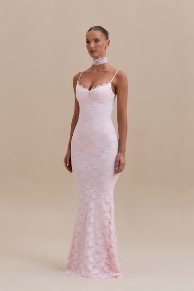 LEAH LACE MAXI DRESS | BABY PINK
