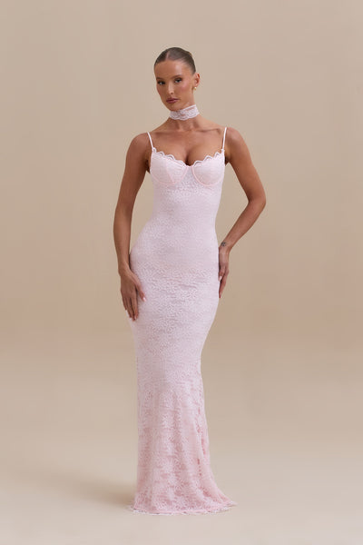 LEAH LACE MAXI DRESS | BABY PINK