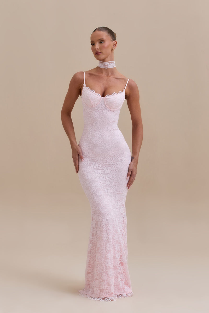 LEAH LACE MAXI DRESS | BABY PINK