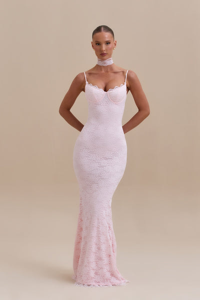 LEAH LACE MAXI DRESS | BABY PINK