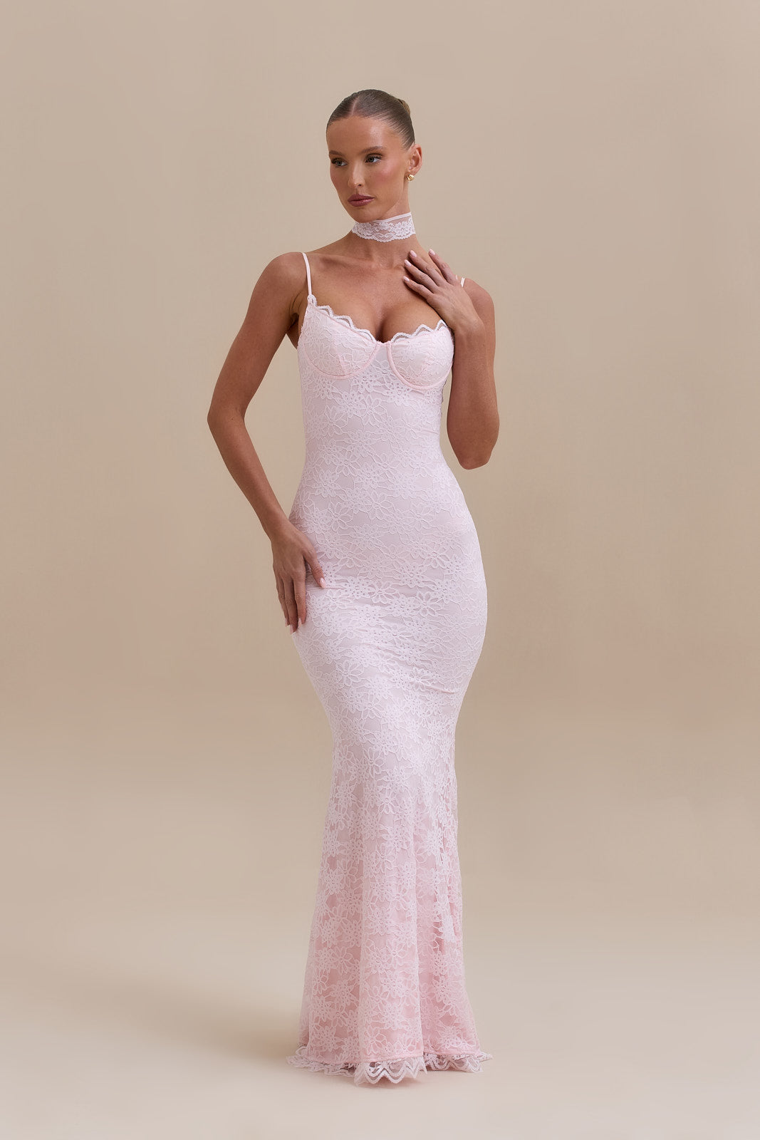 LEAH LACE MAXI DRESS | BABY PINK