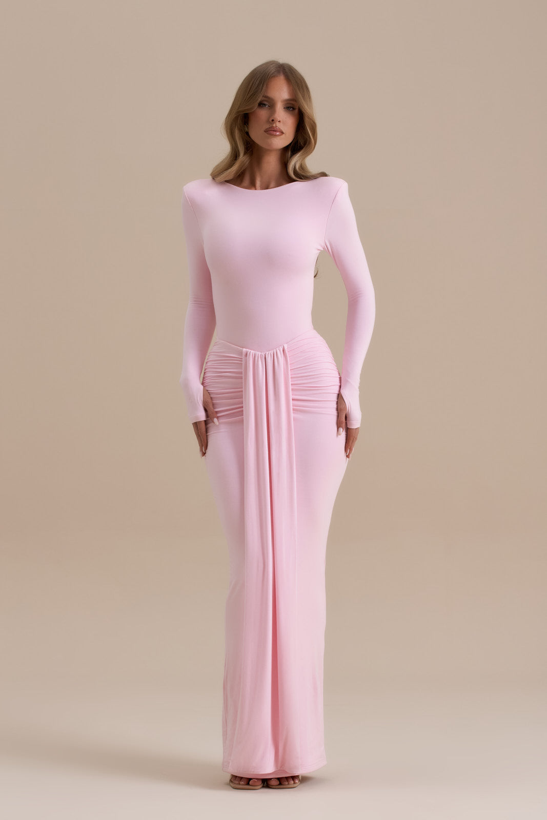 NARA DRAPE MAXI SKIRT | BABY PINK
